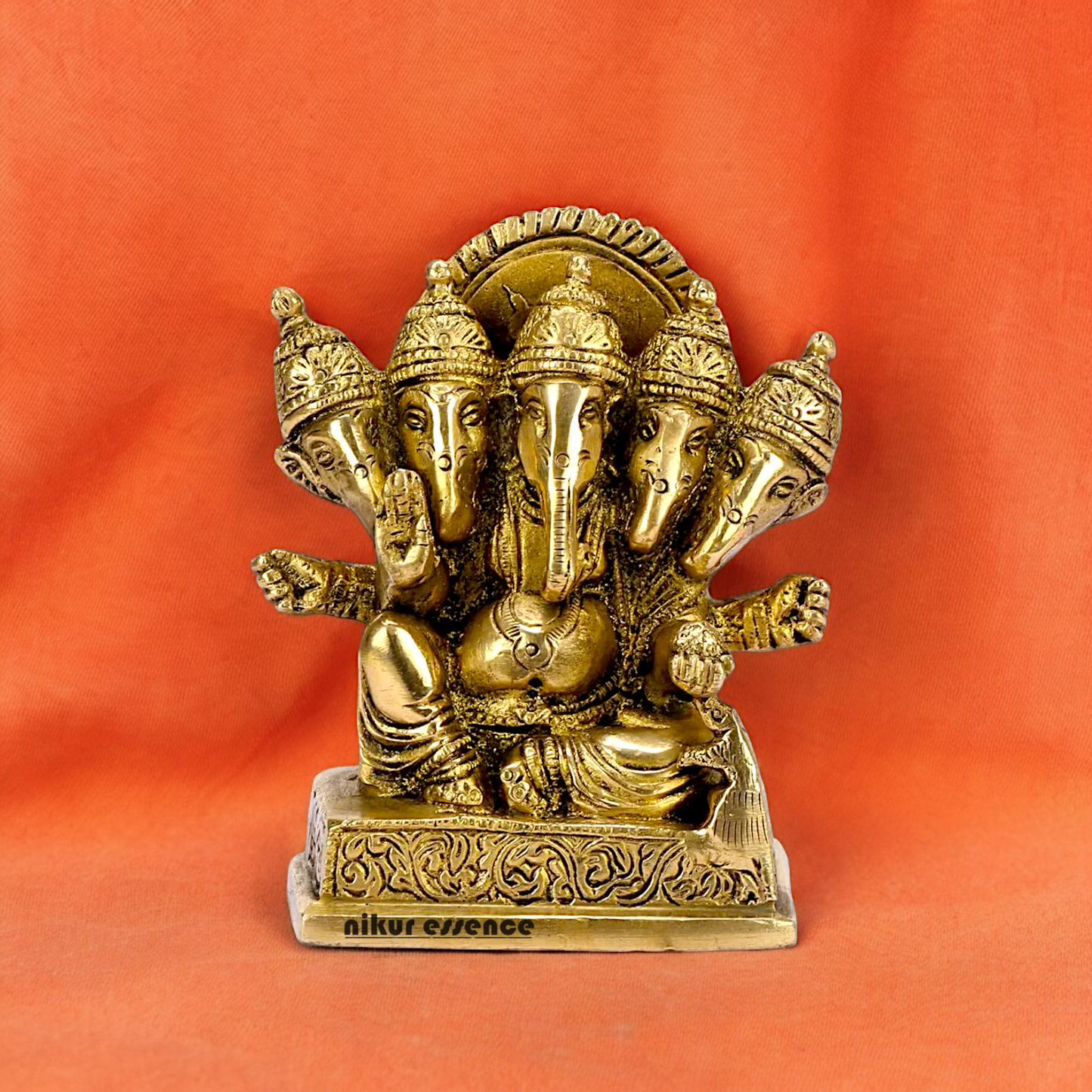 Solid Brass Ganesh Panchmukhi Ganpati Idol - 4.5 inches Nikuressence