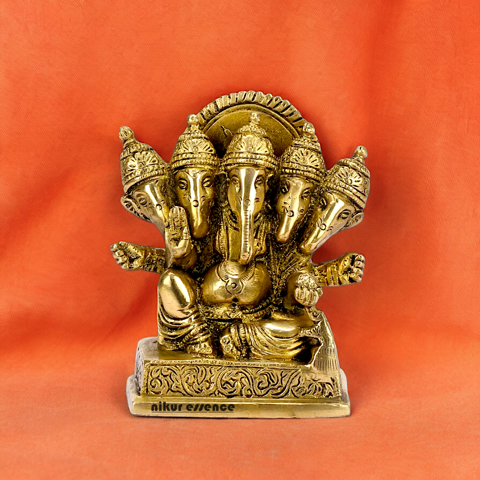 Solid Brass Ganesh Panchmukhi Ganpati Idol - 4.5 inches Nikuressence