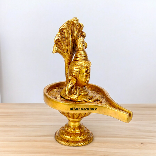 Pure Braas Shivling Sheshnag with Shiva Idol - 10 inches Nikuressence