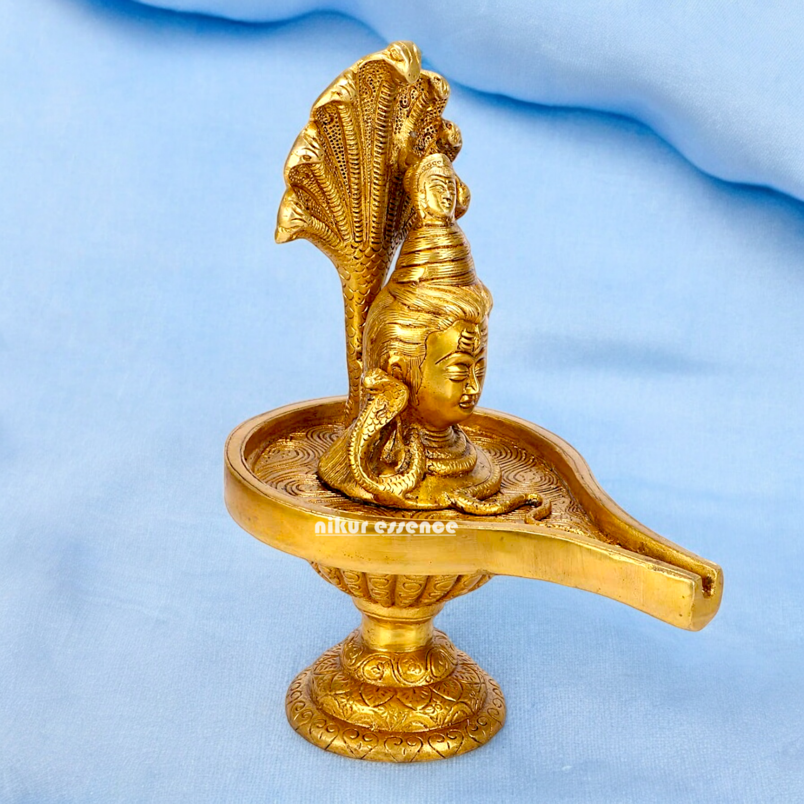 Pure Braas Shivling Sheshnag with Shiva Idol - 10 inches Nikuressence