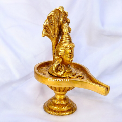 Pure Braas Shivling Sheshnag with Shiva Idol - 10 inches Nikuressence