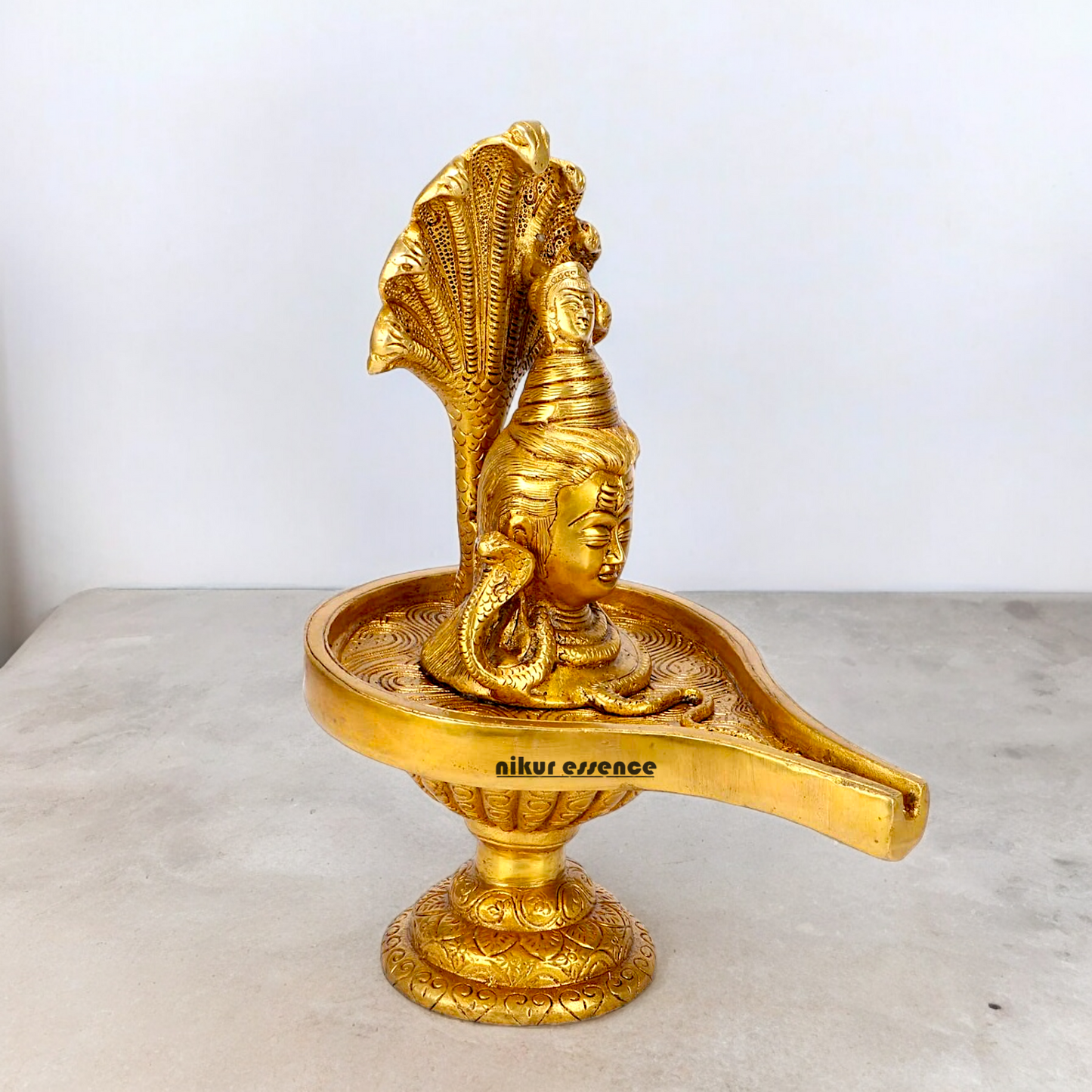 Pure Braas Shivling Sheshnag with Shiva Idol - 10 inches Nikuressence