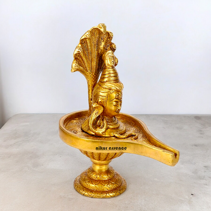 Pure Braas Shivling Sheshnag with Shiva Idol - 10 inches Nikuressence