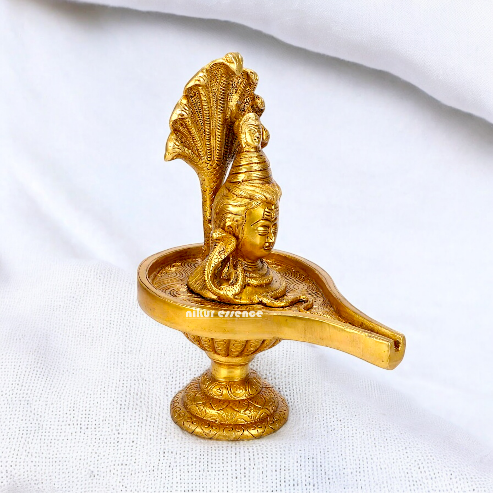 Pure Braas Shivling Sheshnag with Shiva Idol - 10 inches Nikuressence