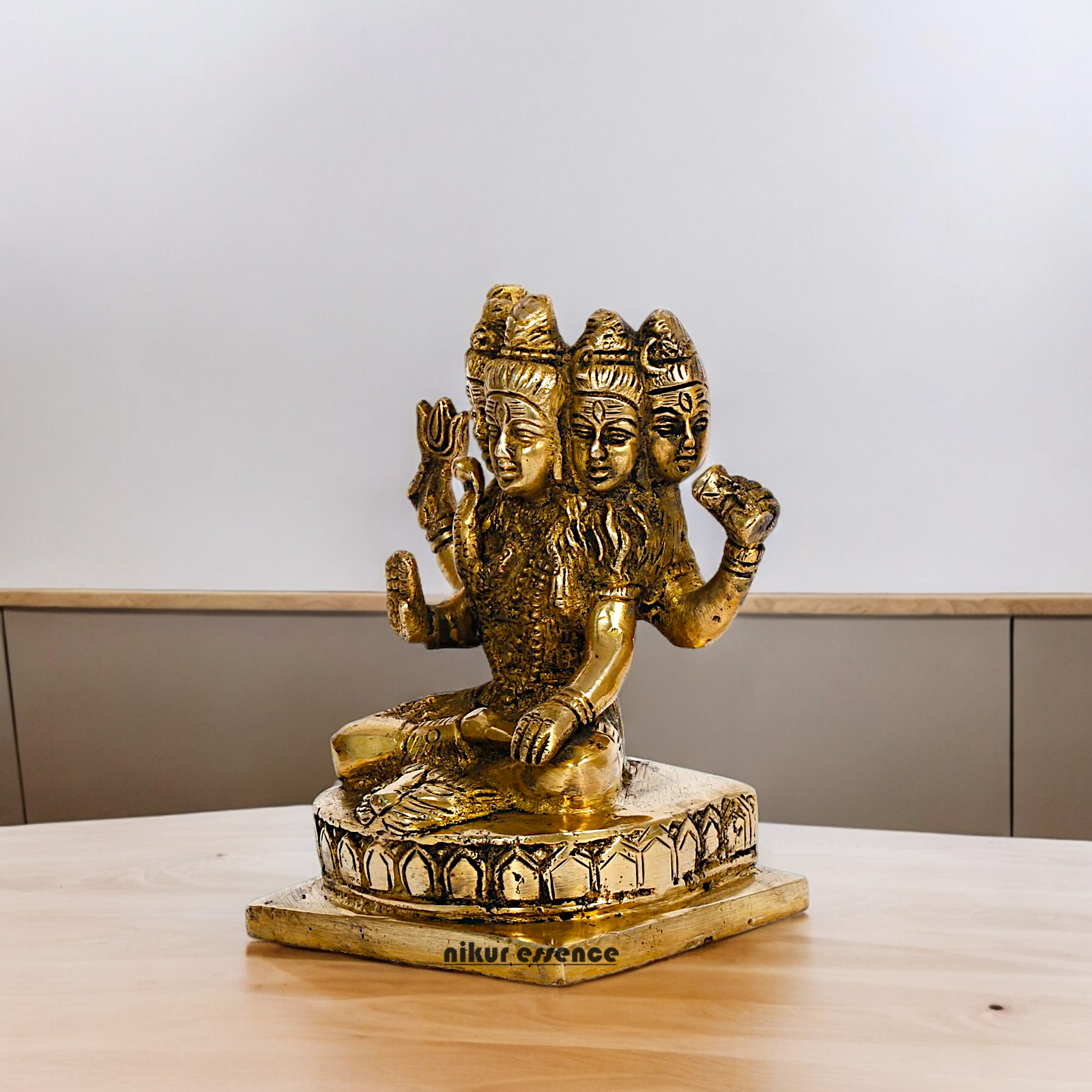 Antique Brass Shiva Panchmukhi Meditation Sadashiv Idol - 9 cm Nikuressence