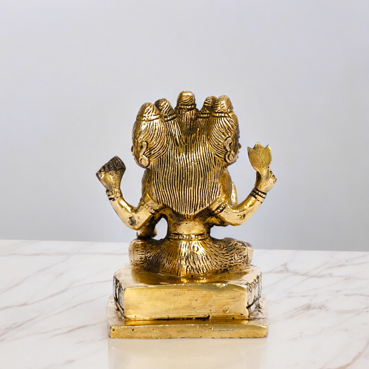 Antique Brass Shiva Panchmukhi Meditation Sadashiv Idol - 9 cm Nikuressence