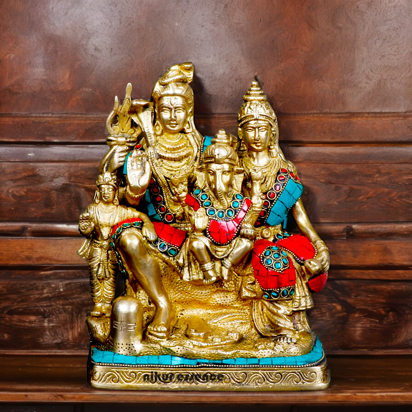 Large Brass Shiva parivar Family Idol - 21.5 cm Nikuressence