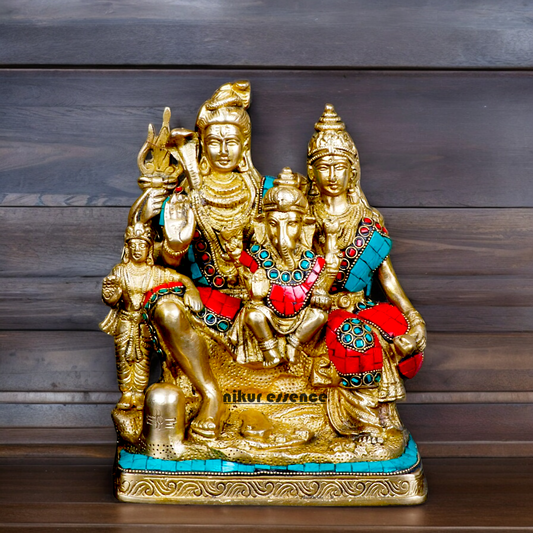 Large Brass Shiva parivar Family Idol - 21.5 cm Nikuressence