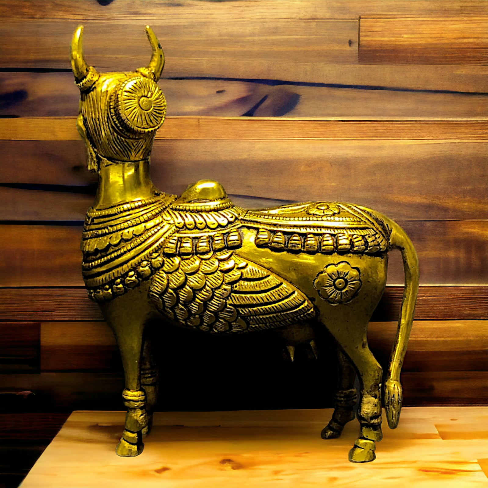 Solid Brass kamdhenu cow Idol- 6 inches Nikuressence