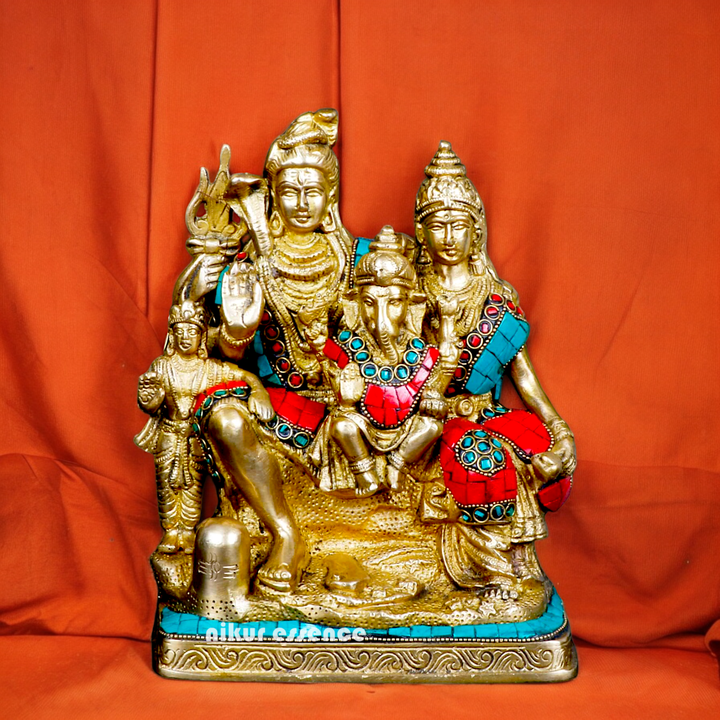 Large Brass Shiva parivar Family Idol - 21.5 cm Nikuressence