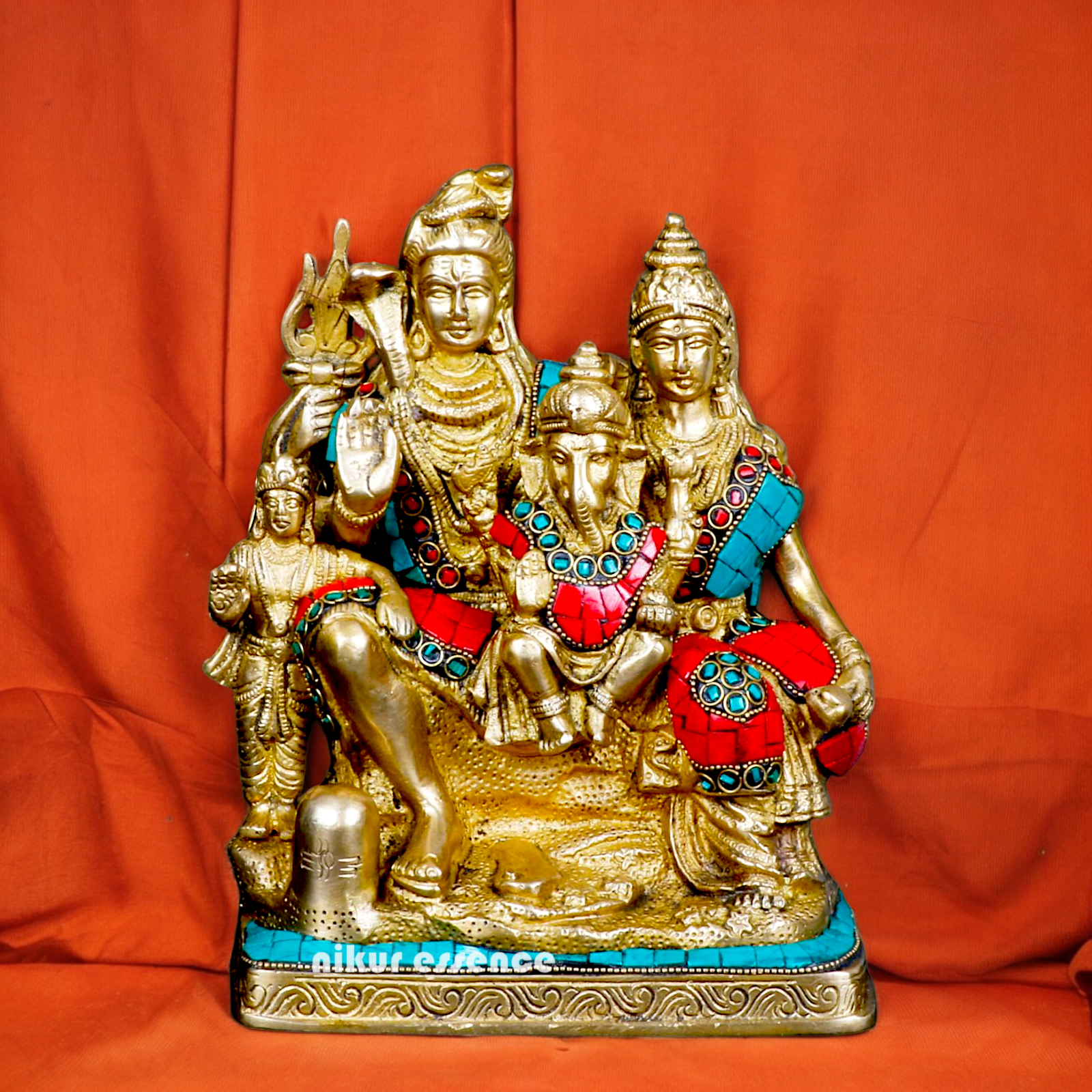 Large Brass Shiva parivar Family Idol - 21.5 cm Nikuressence