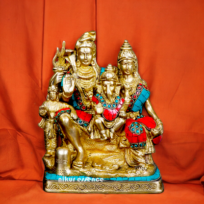 Large Brass Shiva parivar Family Idol - 21.5 cm Nikuressence