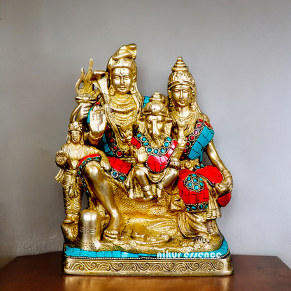 Large Brass Shiva parivar Family Idol - 21.5 cm Nikuressence