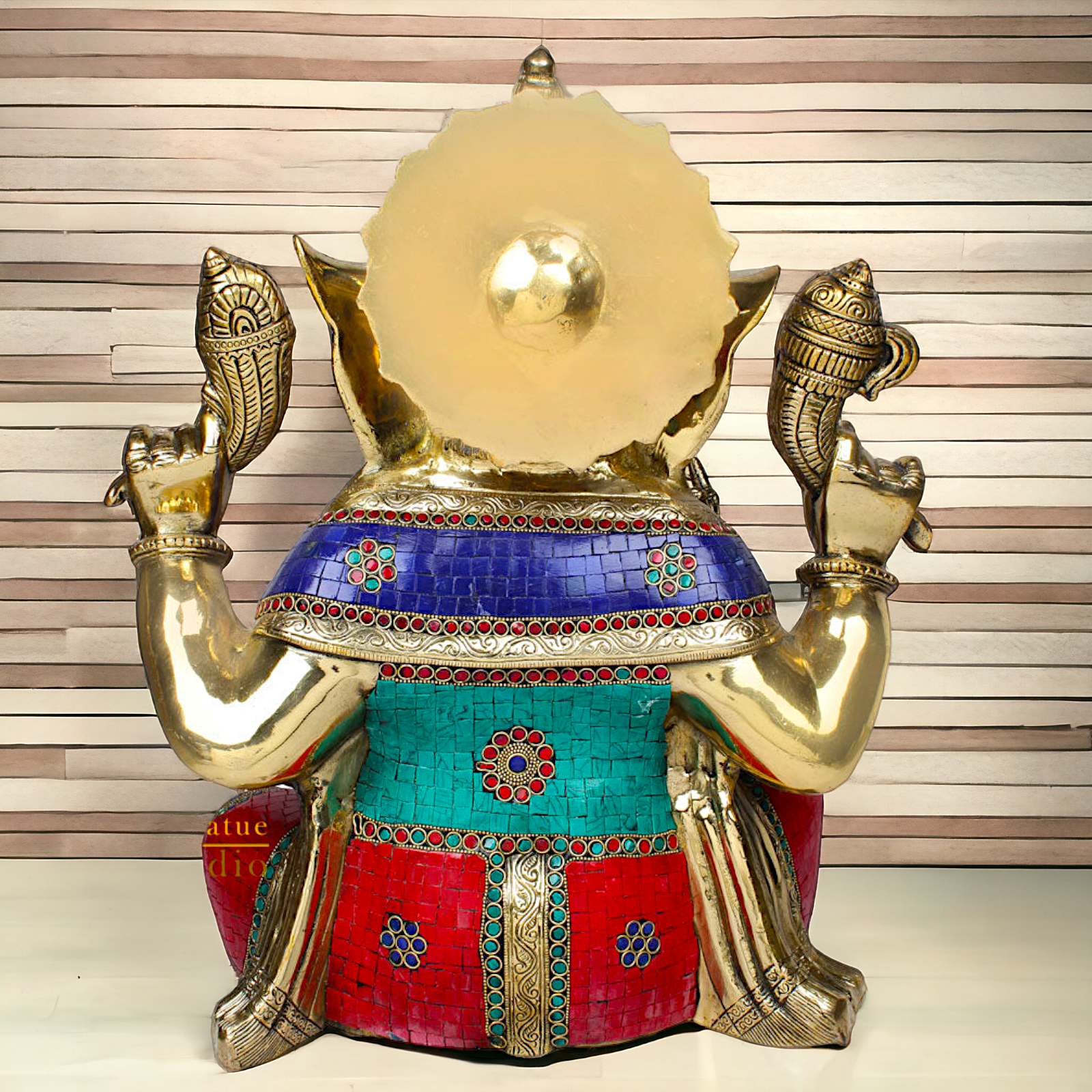 Goddess Ganesh Brass with Stone Work Idol - 31 cm Nikuressence