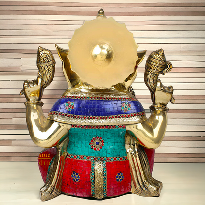 Goddess Ganesh Brass with Stone Work Idol - 31 cm Nikuressence