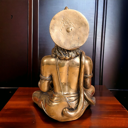 Solid Brass Hanuman Sitting Meditation Idol - 19 cm Nikuressence