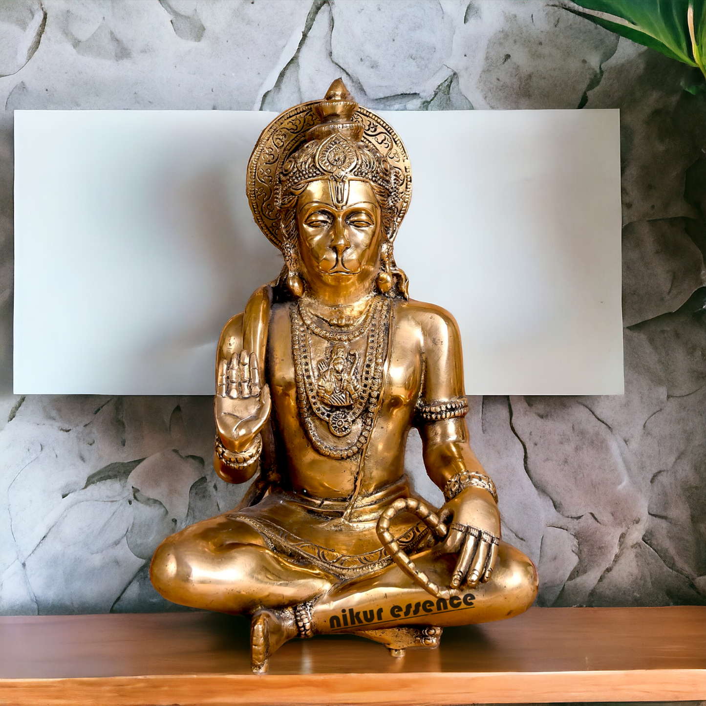 Solid Brass Hanuman Sitting Meditation Idol - 19 cm Nikuressence
