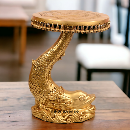 Pure Brass Fish Chowki with Bells Ghungroo - 55 cm Nikuressence