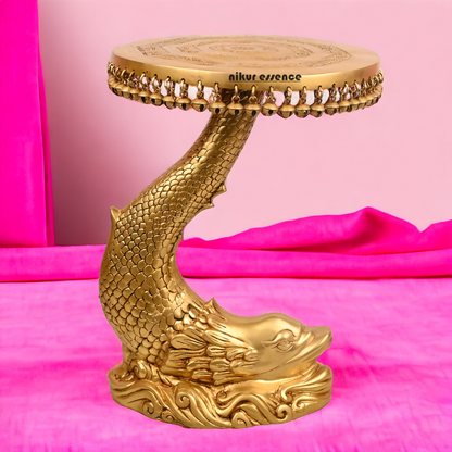 Pure Brass Fish Chowki with Bells Ghungroo - 55 cm Nikuressence