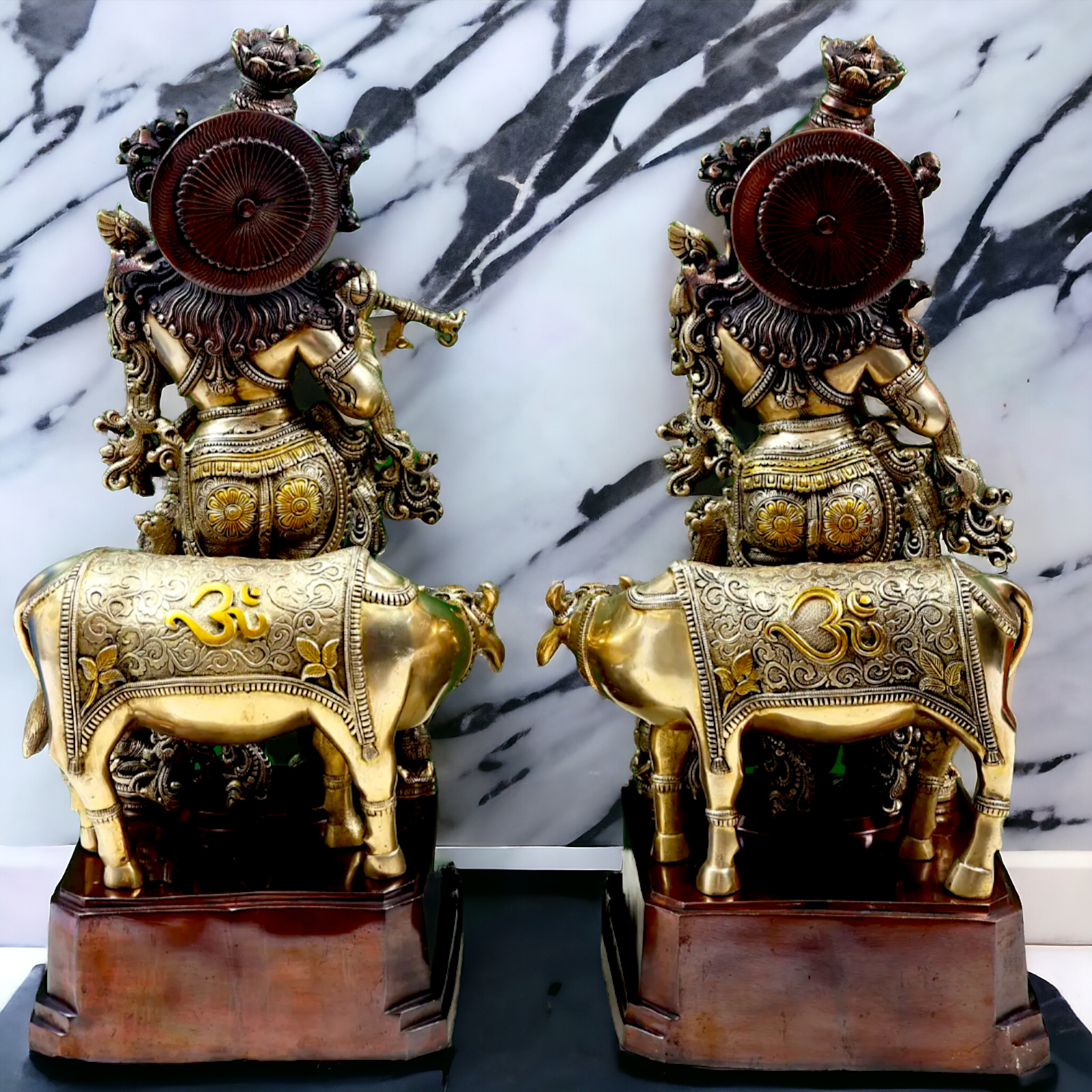 Lord Brass Radha Krishna With Playing flute Idol - 72.5 cm Nikuressence