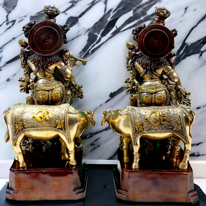 Lord Brass Radha Krishna With Playing flute Idol - 72.5 cm Nikuressence