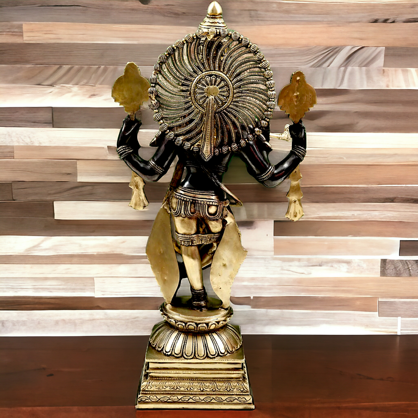 Large Brass Black Krishna Playing Flute Idol - 61 cm Nikuressence