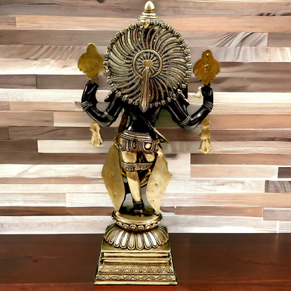 Large Brass Black Krishna Playing Flute Idol - 61 cm Nikuressence