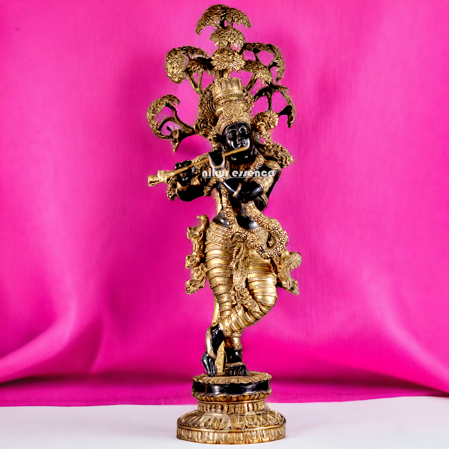Lord Brass Black Krishna Murli with Tree - 58 inches Nikuressence