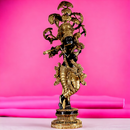 Lord Brass Black Krishna Murli with Tree - 58 inches Nikuressence