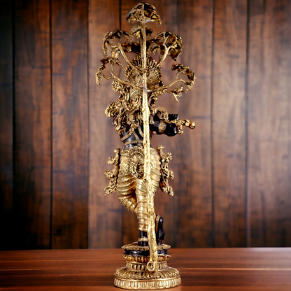 Lord Brass Black Krishna Murli with Tree - 58 inches Nikuressence
