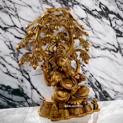 Antique Brass Ganesha Ganpati with Tree Idol - 25 cm Nikuressence