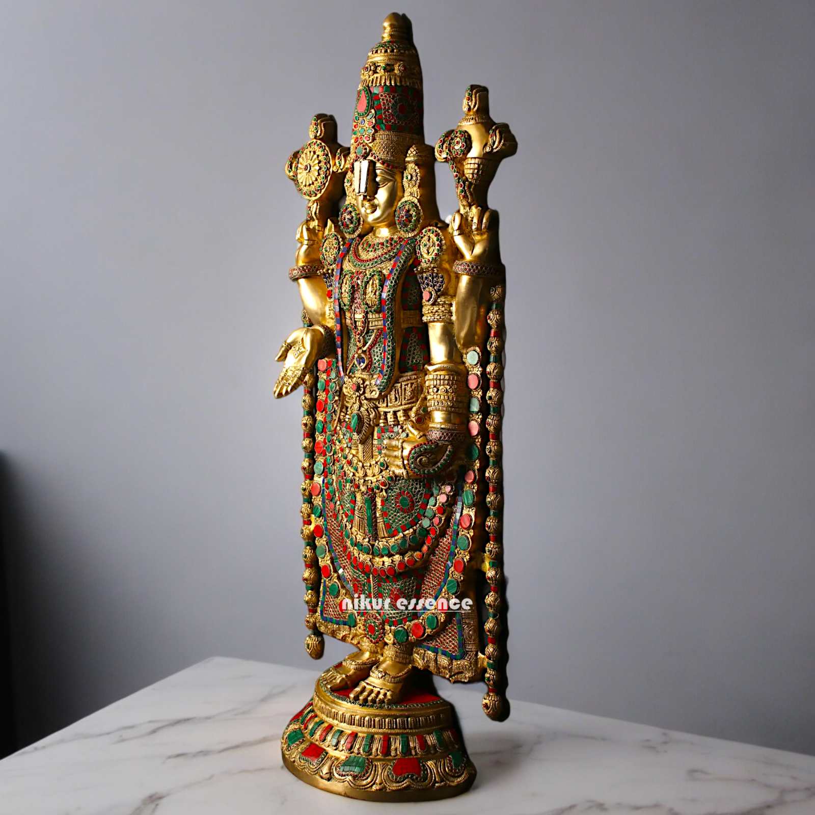 Lord Tirupati Balaji Brass with Stone Work - 117 cm Nikuressence