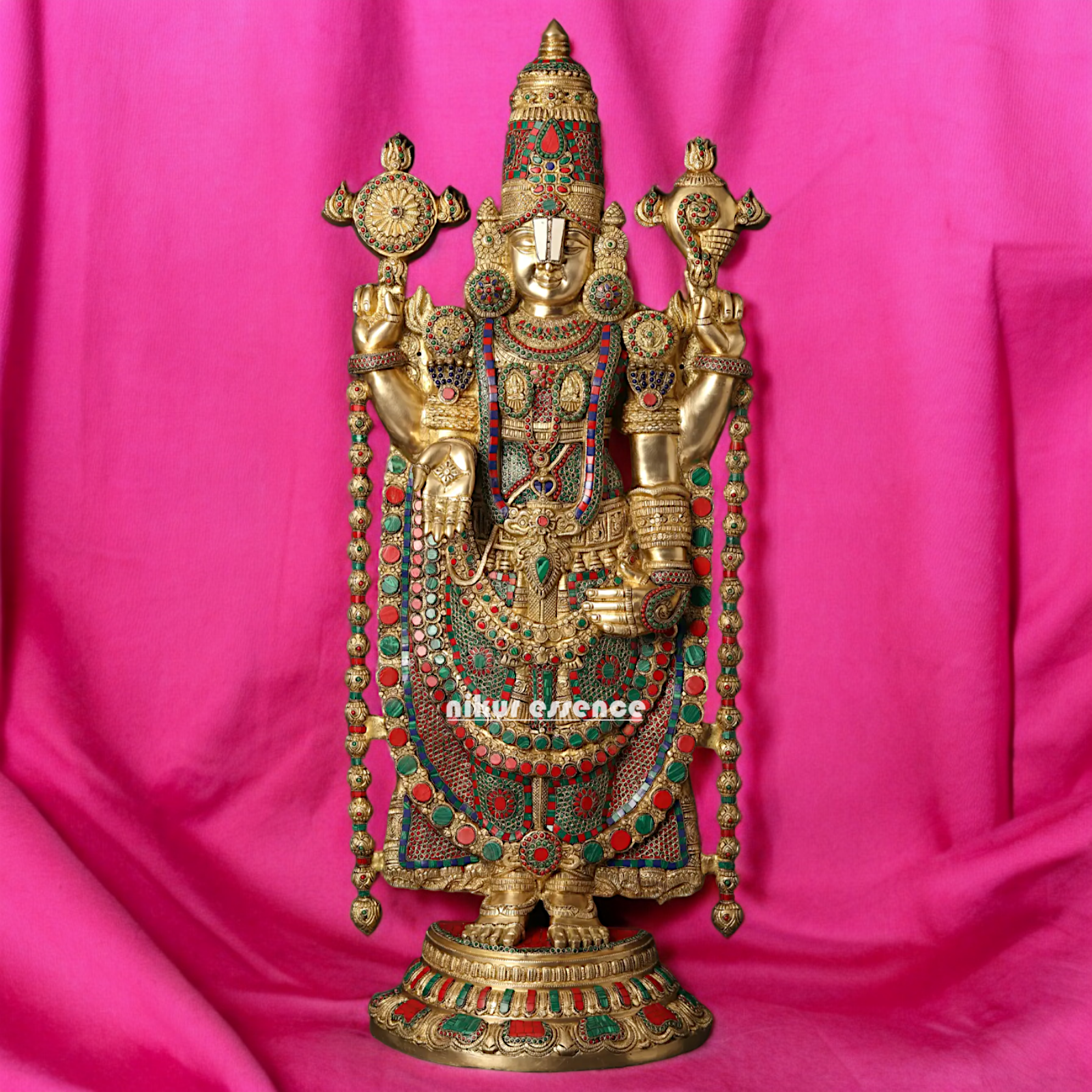 Lord Tirupati Balaji Brass with Stone Work - 117 cm Nikuressence