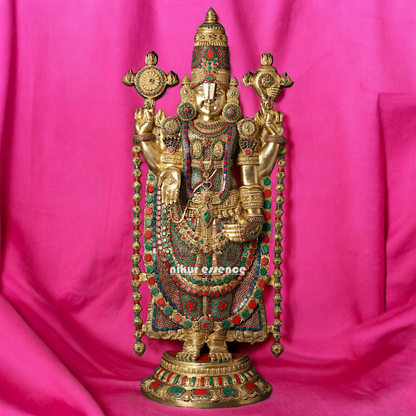 Lord Tirupati Balaji Brass with Stone Work - 117 cm Nikuressence