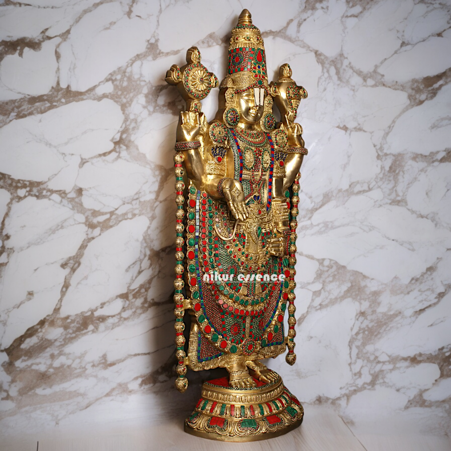 Lord Tirupati Balaji Brass with Stone Work - 117 cm Nikuressence