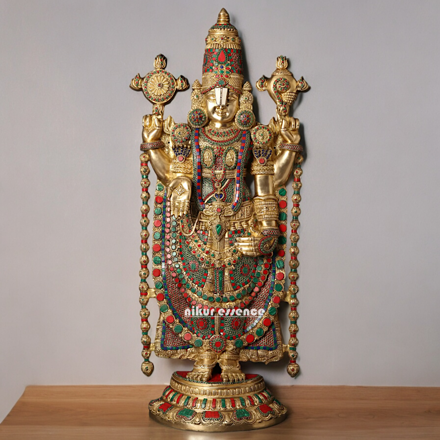 Lord Tirupati Balaji Brass with Stone Work - 117 cm Nikuressence