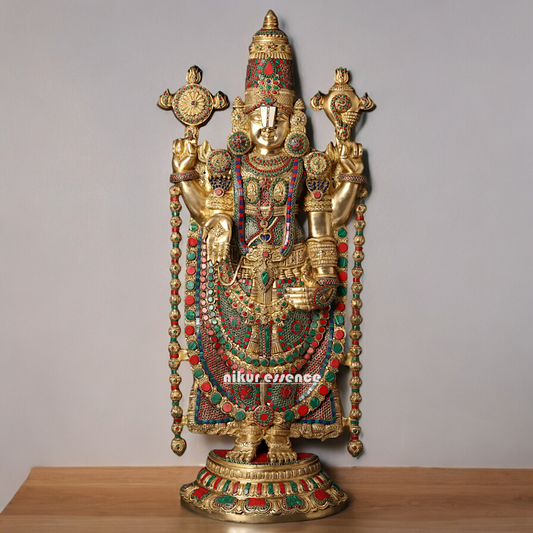 Lord Tirupati Balaji Brass with Stone Work - 117 cm Nikuressence