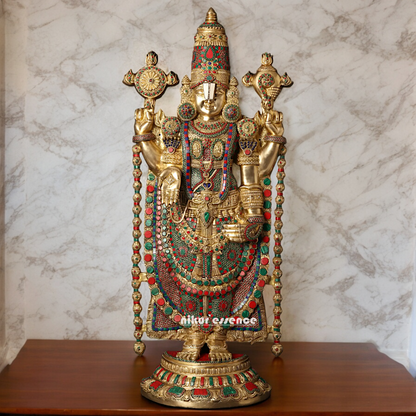 Lord Tirupati Balaji Brass with Stone Work - 117 cm Nikuressence