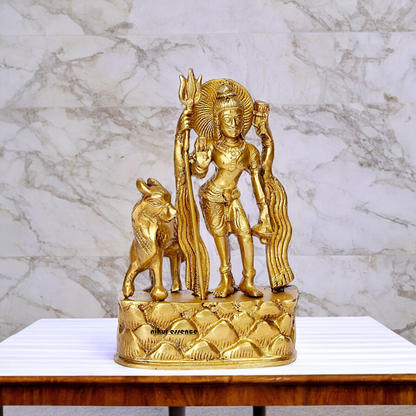 Lord Shiva with Nandi Solid Brass Idol - 6 inch Nikuressence