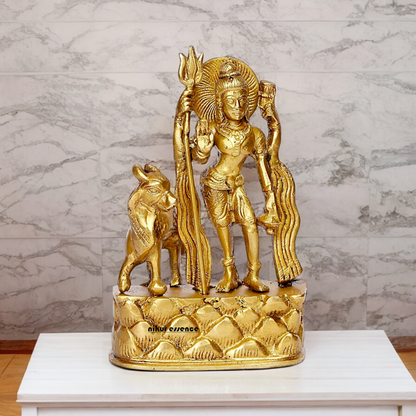 Lord Shiva with Nandi Solid Brass Idol - 6 inch Nikuressence