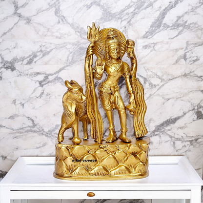 Lord Shiva with Nandi Solid Brass Idol - 6 inch Nikuressence