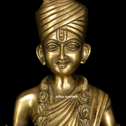 Lord Swaminarayan and Gunatitanand Swami Akshar Purushottam Solid Brass idol - 23 inches Nikuressence