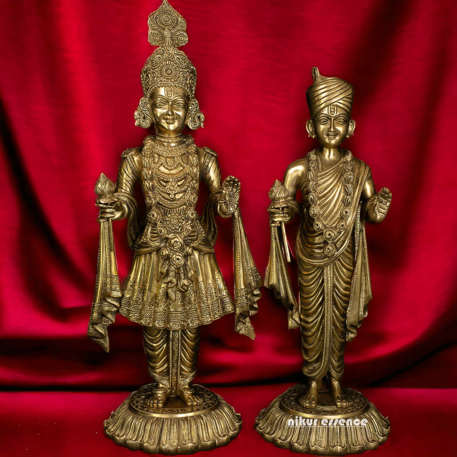 Lord Swaminarayan and Gunatitanand Swami Akshar Purushottam Solid Brass idol - 23 inches Nikuressence