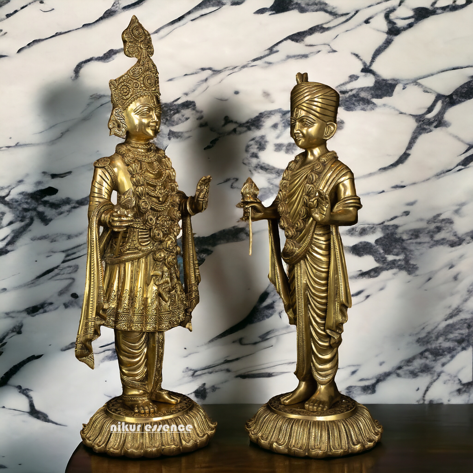 Lord Swaminarayan and Gunatitanand Swami Akshar Purushottam Solid Brass idol - 23 inches Nikuressence