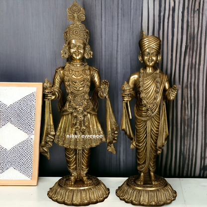 Lord Swaminarayan and Gunatitanand Swami Akshar Purushottam Solid Brass idol - 23 inches Nikuressence