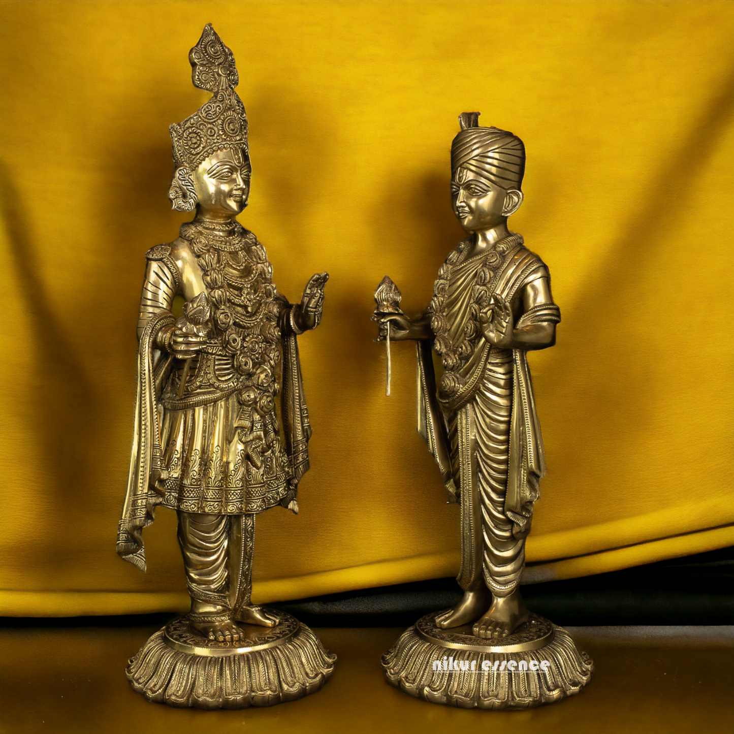 Lord Swaminarayan and Gunatitanand Swami Akshar Purushottam Solid Brass idol - 23 inches Nikuressence