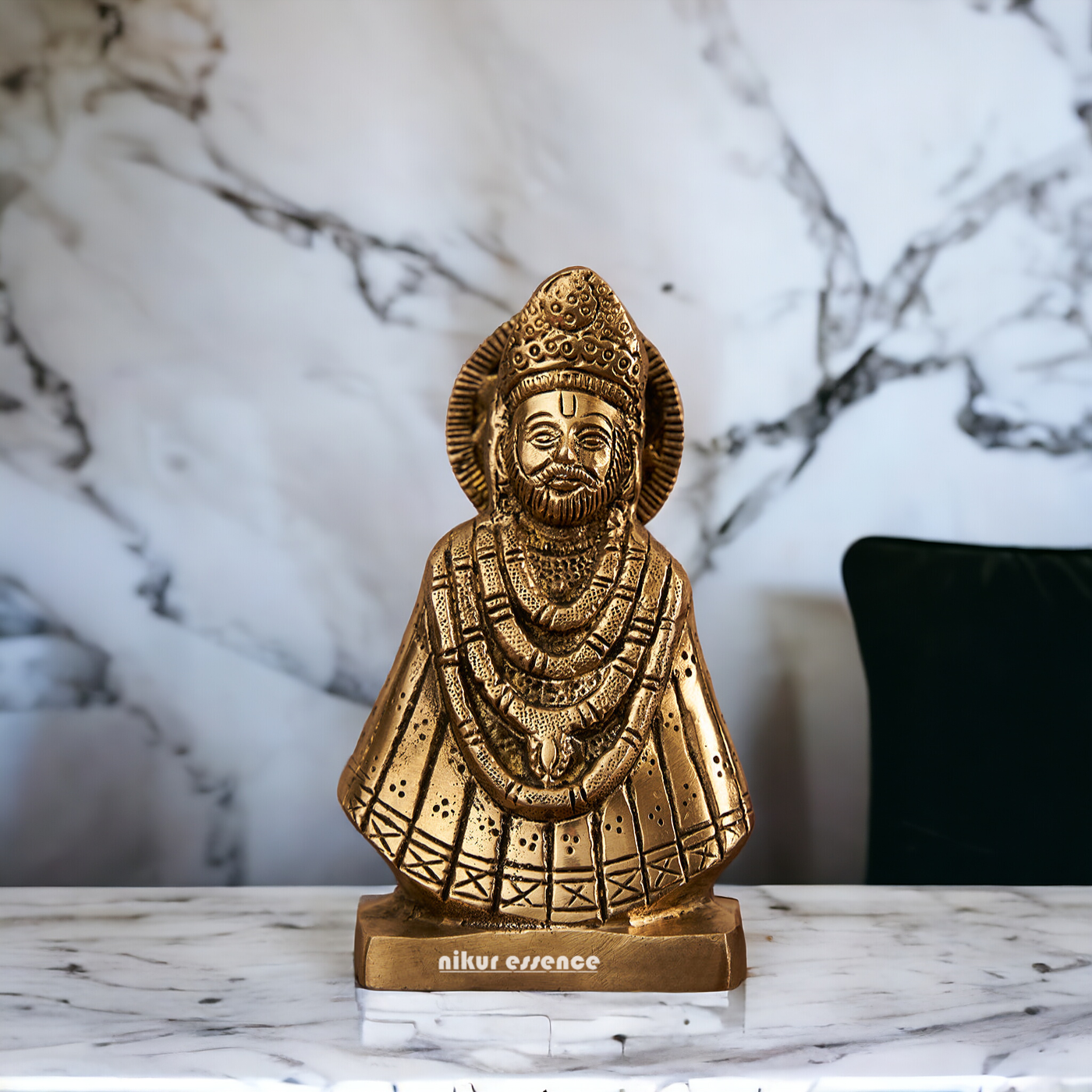 Antique Brass khatu Shyam Ji Idol - 9.5 cm Nikuressence