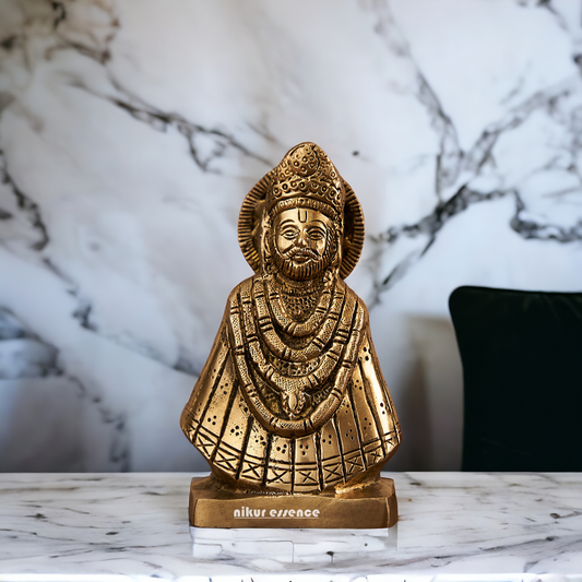 Antique Brass khatu Shyam Ji Idol - 9.5 cm Nikuressence