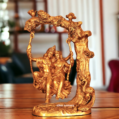 Solid Brass Radha Krishna swing jhula idol - 52 cm Nikuressence
