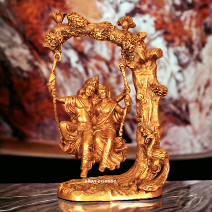 Solid Brass Radha Krishna swing jhula idol - 52 cm Nikuressence